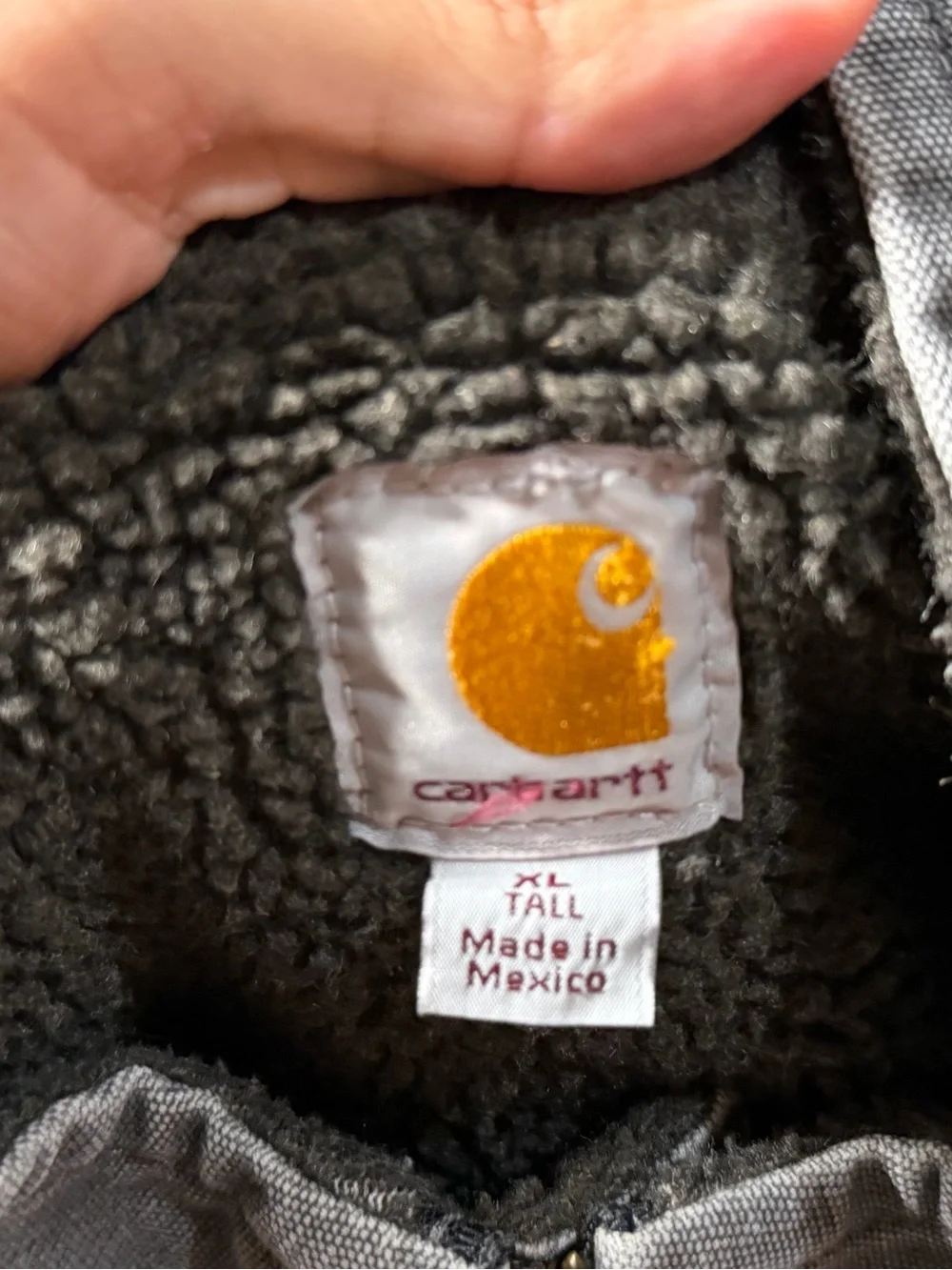 Vintage Carhartt Vest Mens XL TALL Sherpa Lined Canvas‎ Duck Work Zip Gray V33GV